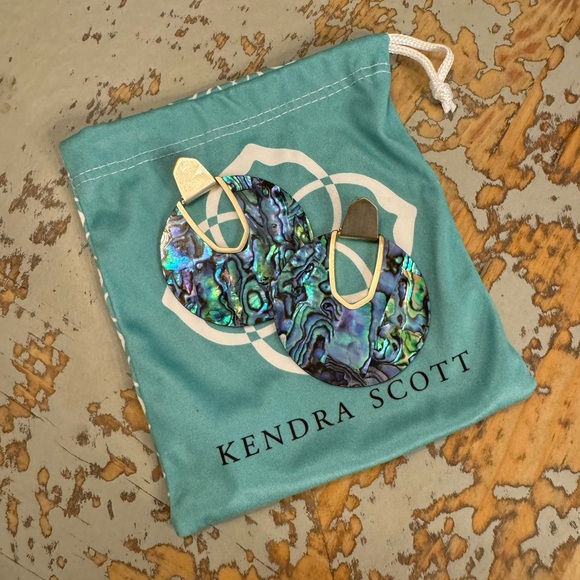 EUC Kendra Scott Gold Abalone Diane Earrings - Picture 1 of 1